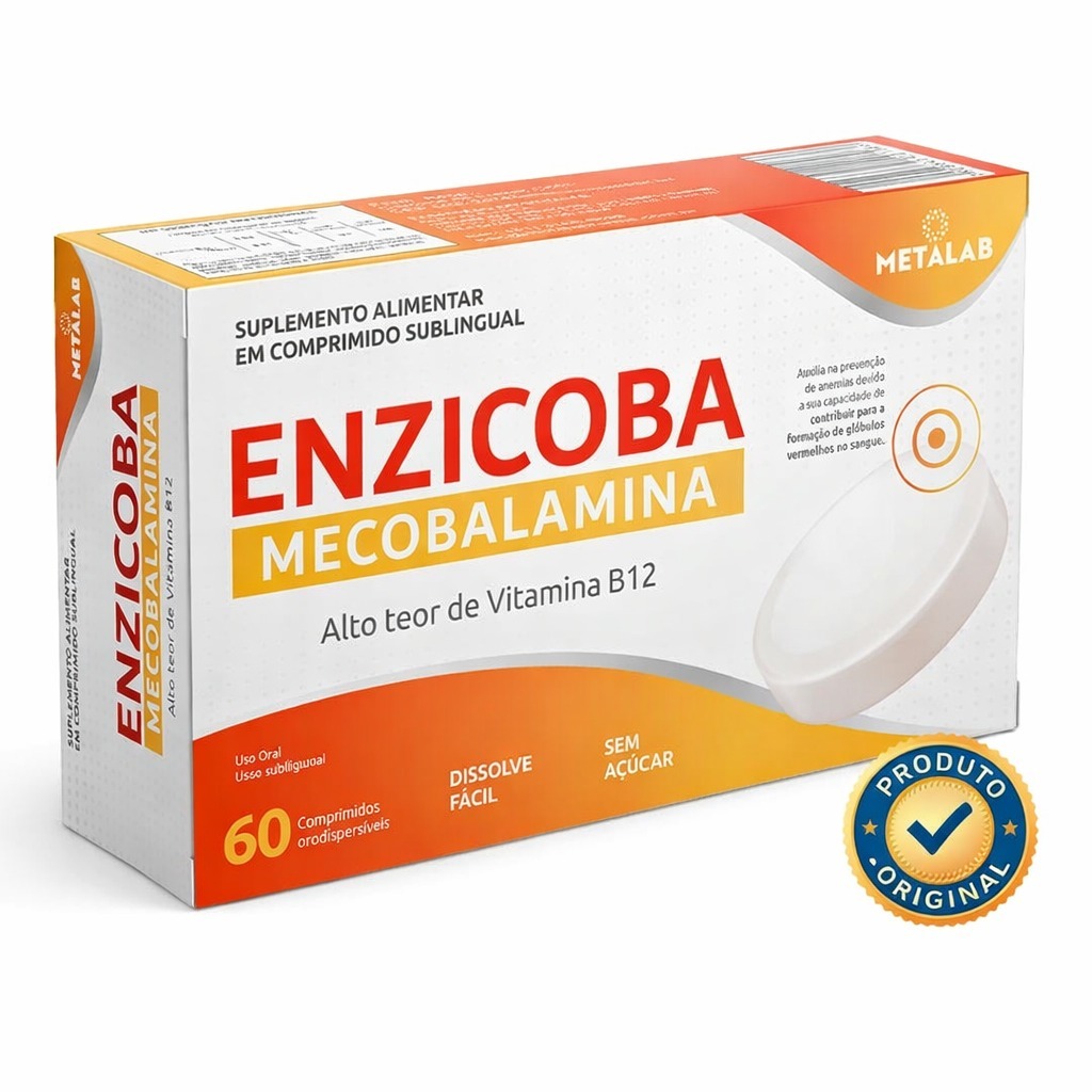 Enzicoba Mecobalamina Vitamina B12 C/60 Comprimidos Sublingual Original | Sem Açúcar