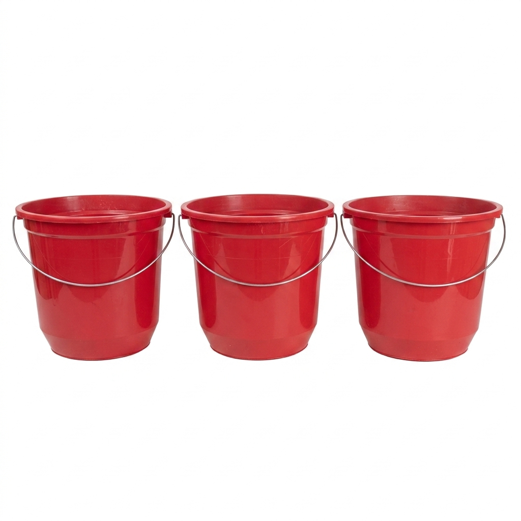 Kit 3x Baldes 7,5 Litros Vermelho Reforçado Limpeza Casa Lavanderia Plástico