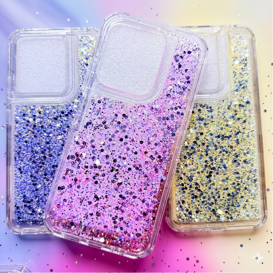 Motorola Moto G15 / Motorola Moto G17 Capa Capinha Anti impacto silicone com Glitter Colorido