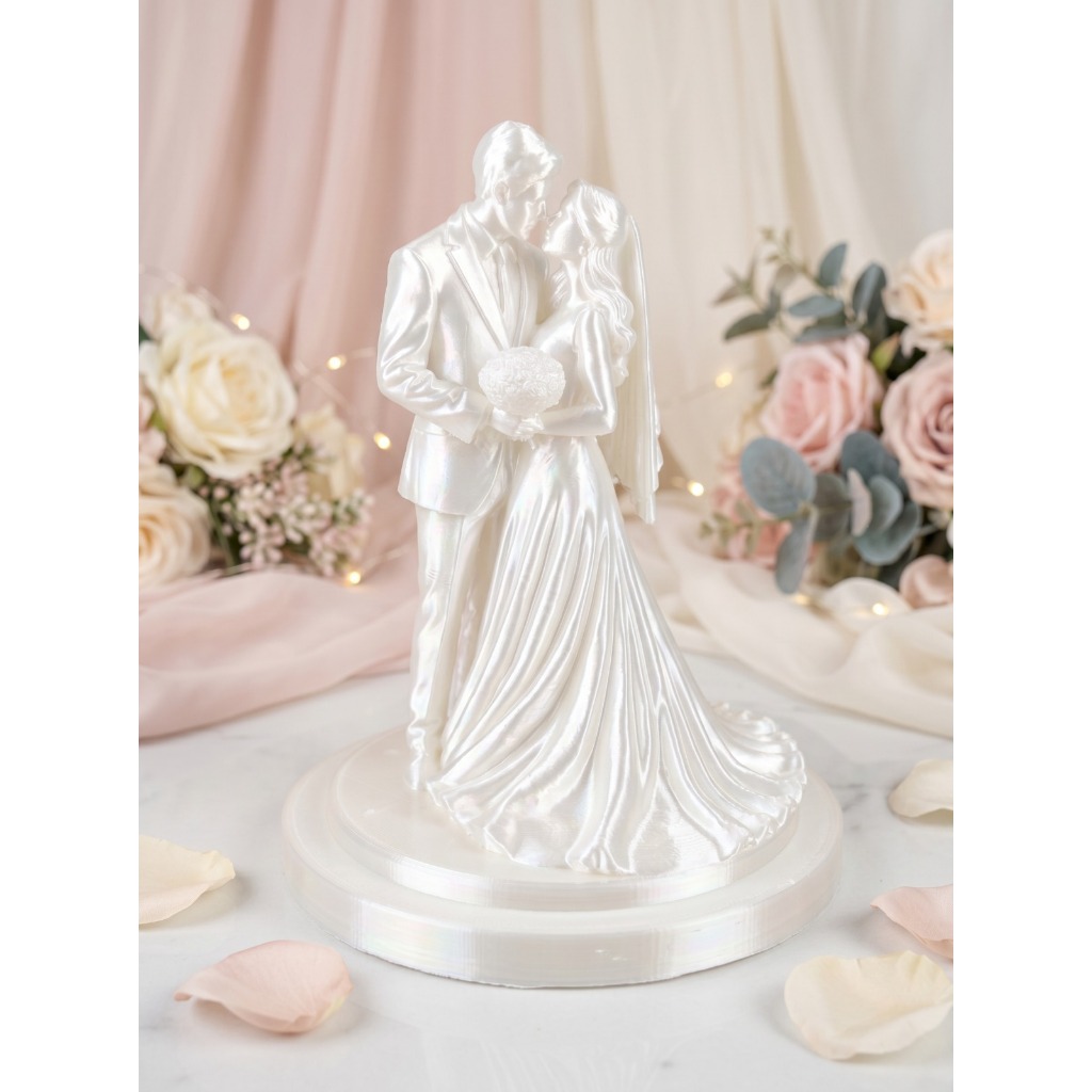 Topo de Bolo Casamento Premium Perolado ou Branco Elegante  Luxo Exclusivo Noivos - 10, 13 e 15cm