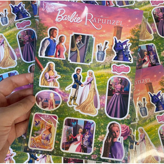 Cartela de adesivos Barbie Rapunzel 12 adesivos - Julia Artes