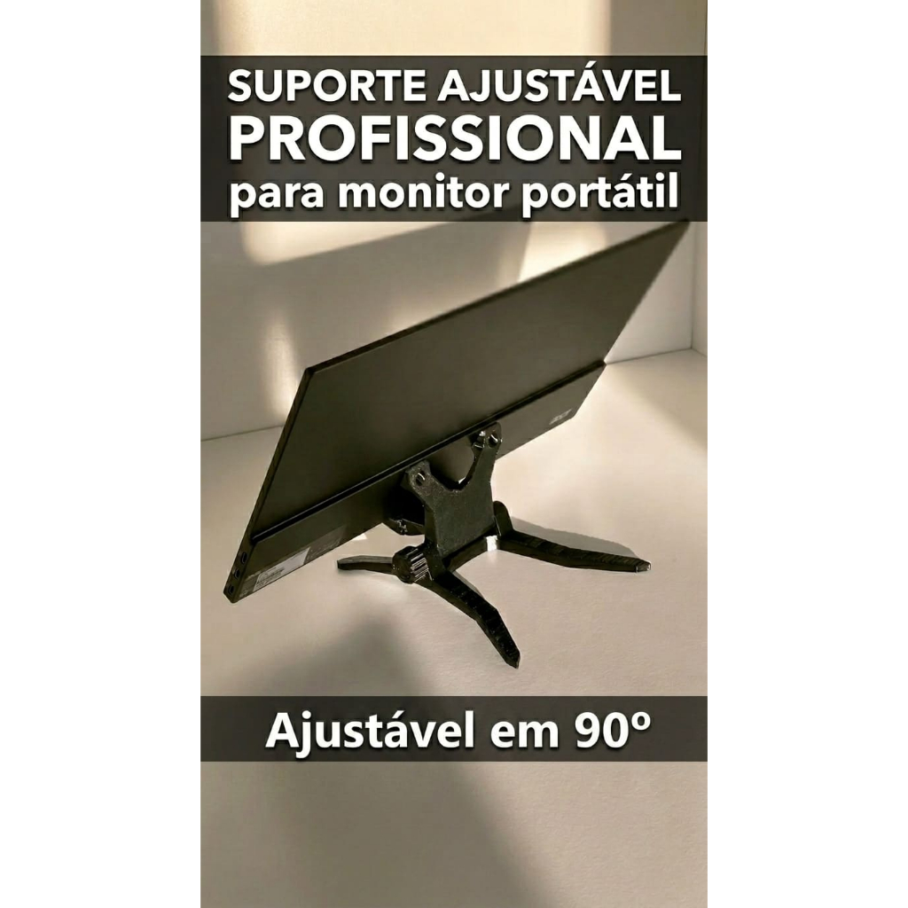 Suporte Ajustável para Monitor Portátil 90° | Base Dobrável Antiderrapante Branco ou Preto