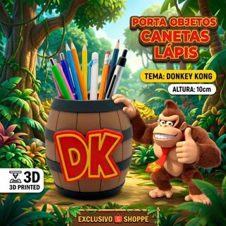 Porta Canetas Lápis Barril Donkey Kong Nintendo Geek 10cm