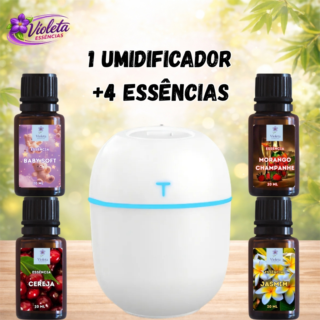 Kit Umidificador Difusor Aromatizador Egg 220ml + 3 ou 4 Essências Hidrossolúveis| Mais vendido
