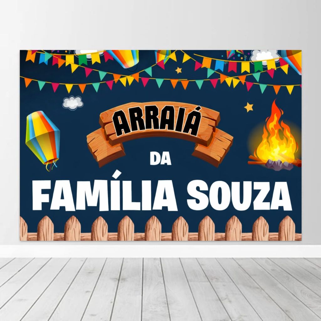 Painel Retangular Personalizado em Lona Fosca - Arraiá da SUA Família ENVIE NO CHAT