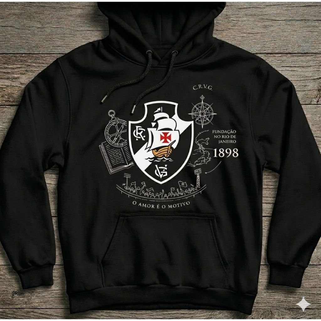 Blusa Moletom Vasco da Gama Confortável Gigante Colina Time Carioca Canguru Casaco Time De Futebol Vasco Da Gama