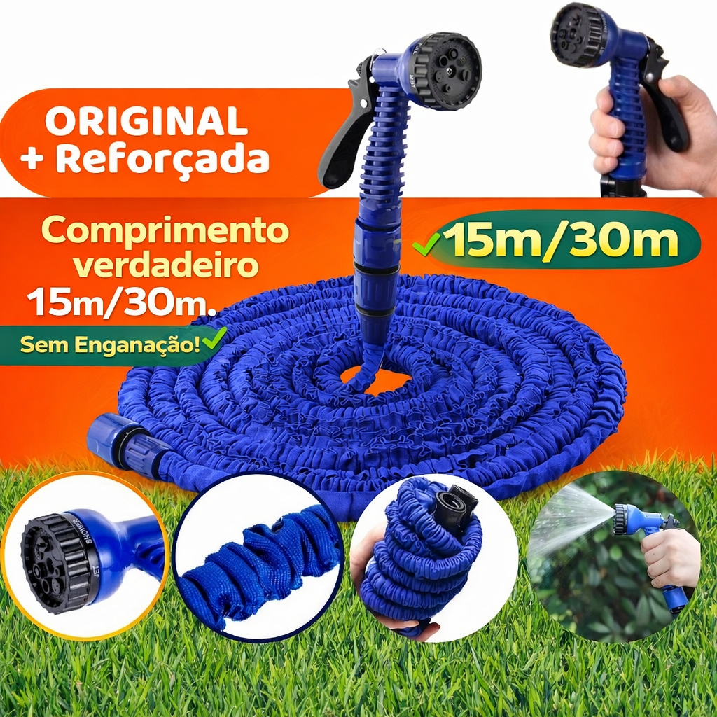 Mangueira Mágica 10m/15m/30m Metros( comprimento após água) com Gatilho 7 Jatos Premium Resistente