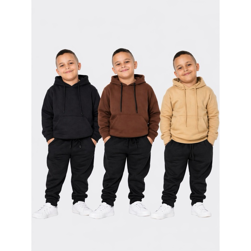 Kit 3 Conjunto Moletom infantil menina menino blusa de frio capuz calça punho