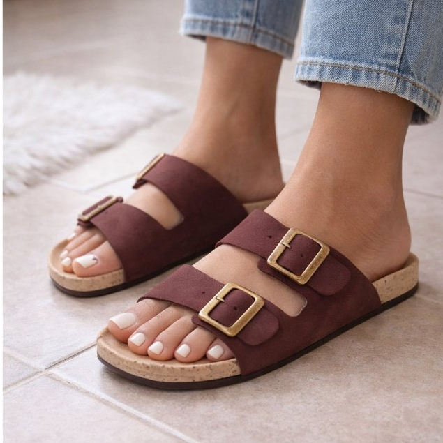 Sandália Feminina Slide Anatômica com Fivelas Ajustáveis – Chinelo Confortável Antiderrapante Estilo Casual Premium