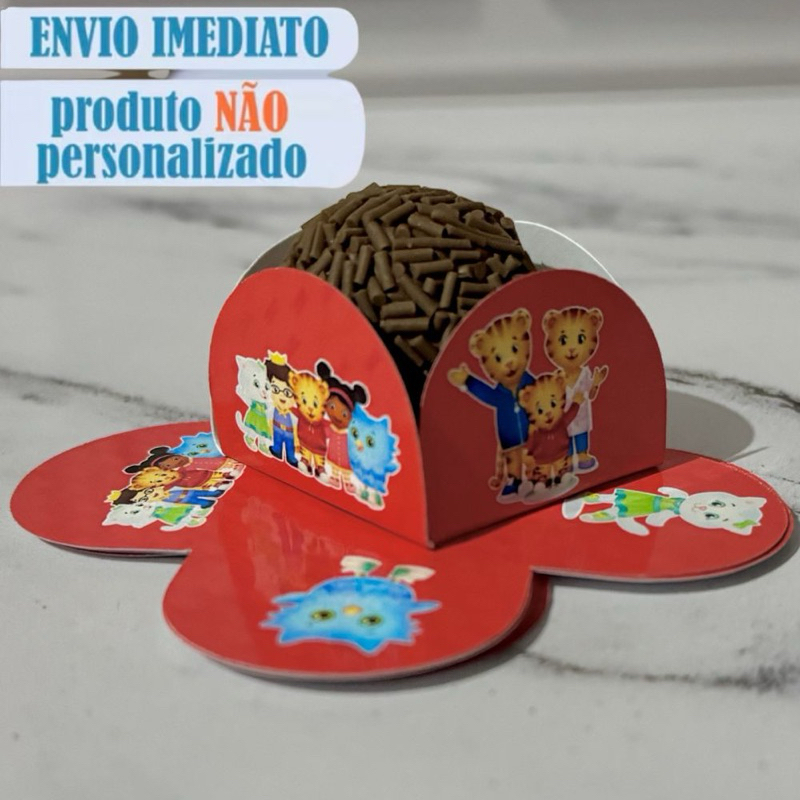 Forminha Personalizada para Docinho Daniel O Tigre Forminha temática para Brigadeiro Pétala festa aniversário