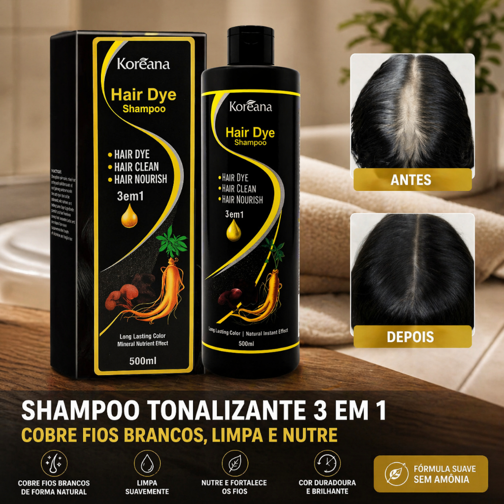 Hair Day Shampoo Tonalizante  Koreana 500ml | Limpeza e tratamento.