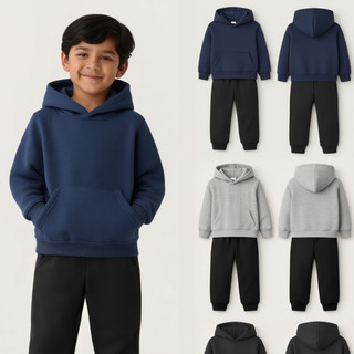 Conjunto De Moletom Infantil Menino Menina Blusa Com Capuz E Calça Flanelada Quentinha Roupa De Frio Unissex Inverno