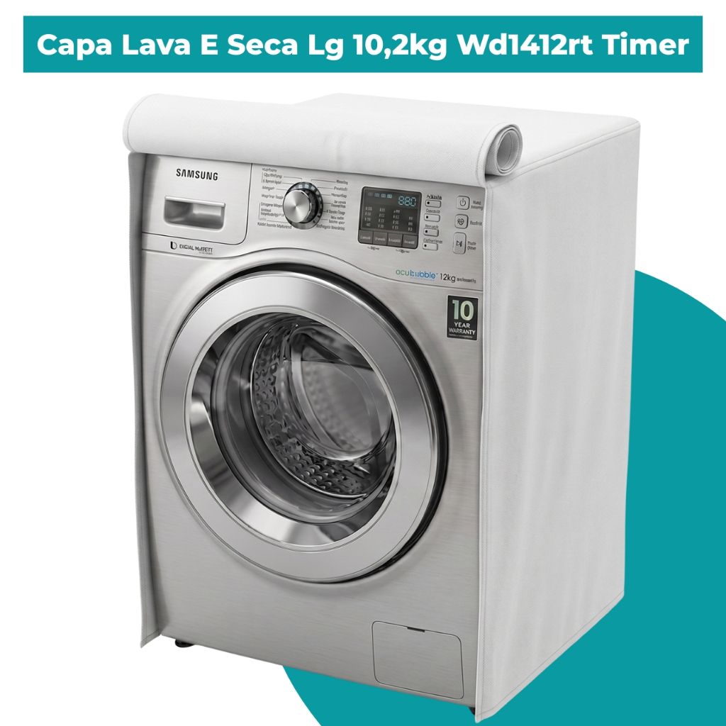 Capa Lava E Seca Lg 10,2kg Wd1412rt Impermeavel Reforçada Protetora Sol Chuva Poeira Maresia Umidade