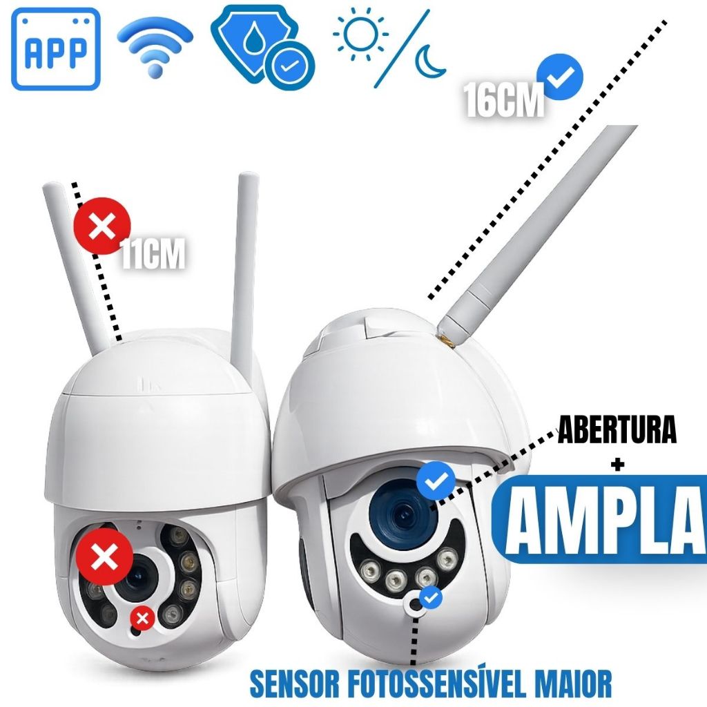 Camera Ip Wifi Externa e interna Ptz Speed Dome Prova De Água Zoom