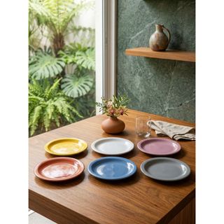 Kit 12 Pratos Sobremesa Cerâmica 19cm Jogo de Louça Mesa Posta Completa Café da Manhã Chá da Tarde Luxo Resistente Ataca