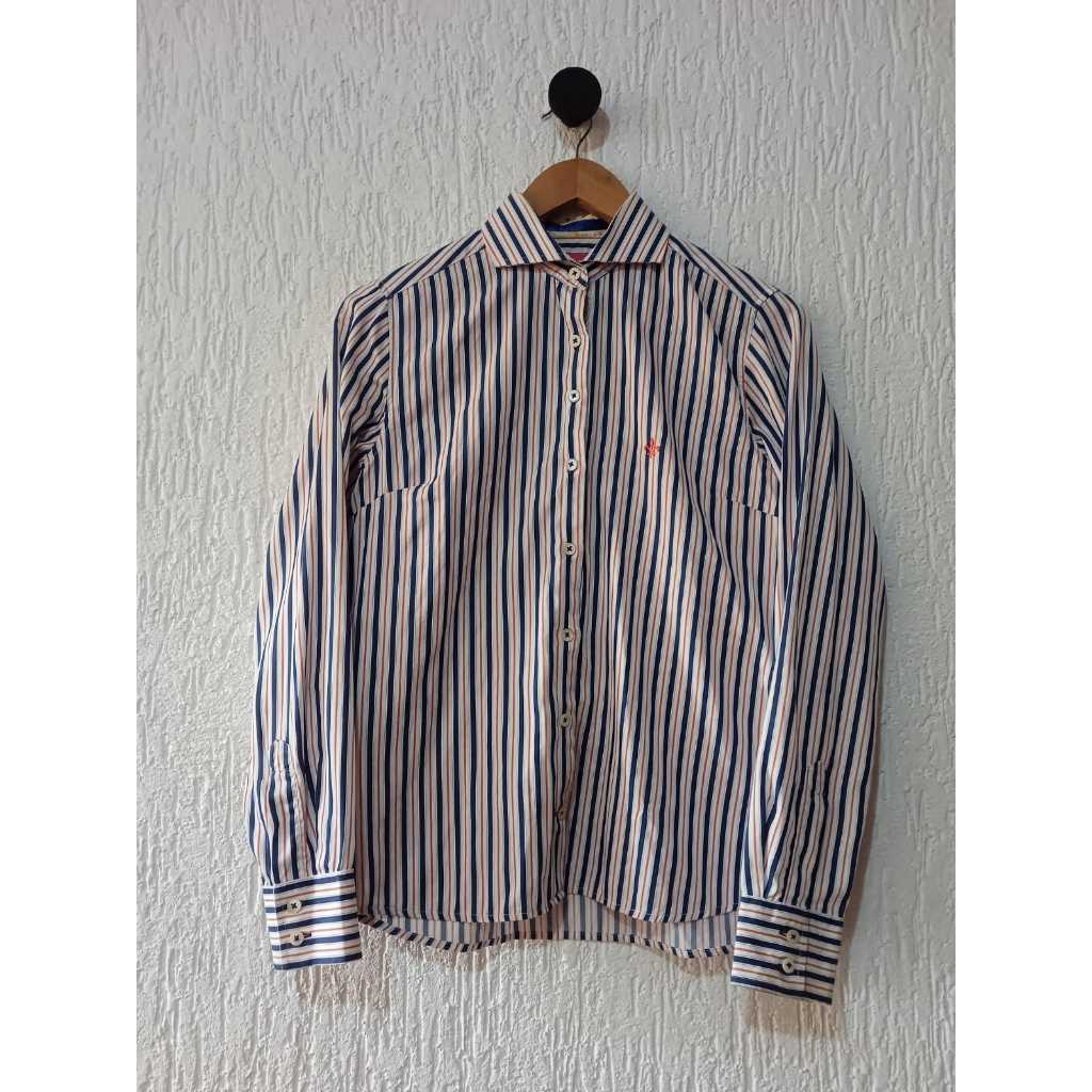 camisa social listrada dudalina tam p feminina
