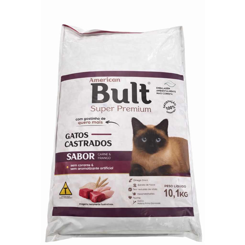 Ração Gatos Castrados Bult Super Premium 10,1kg + Ômega 3 e 6 + Alta Nutrição Grãos Macios