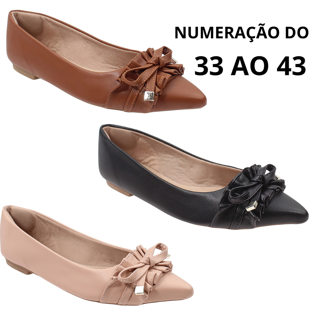 SAPATILHA FEMININA CONFORTÁVEL COM DETALHE SANFONADO E BICO ALONGADO