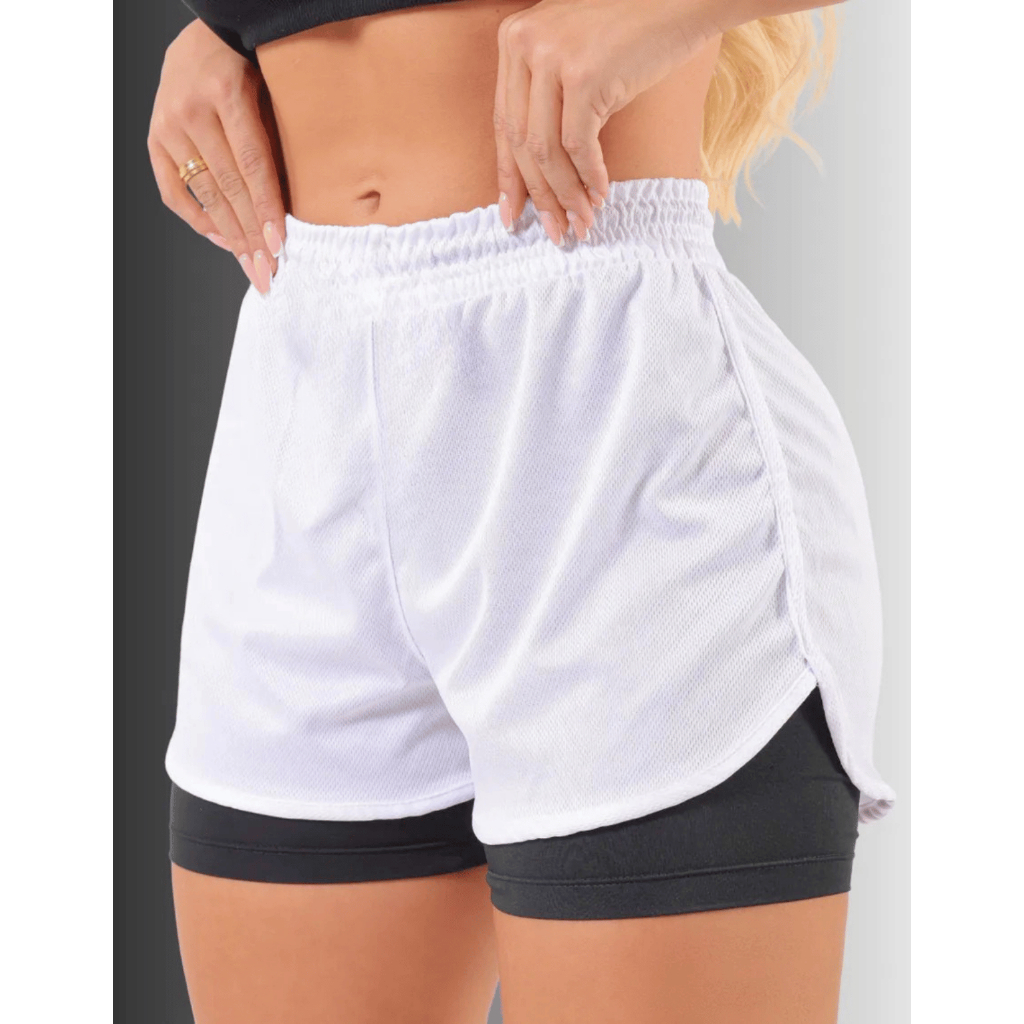  Shorts Fitness Academia Interno Com Bolso Porta Celular Bermuda Feminino Zero Transparência