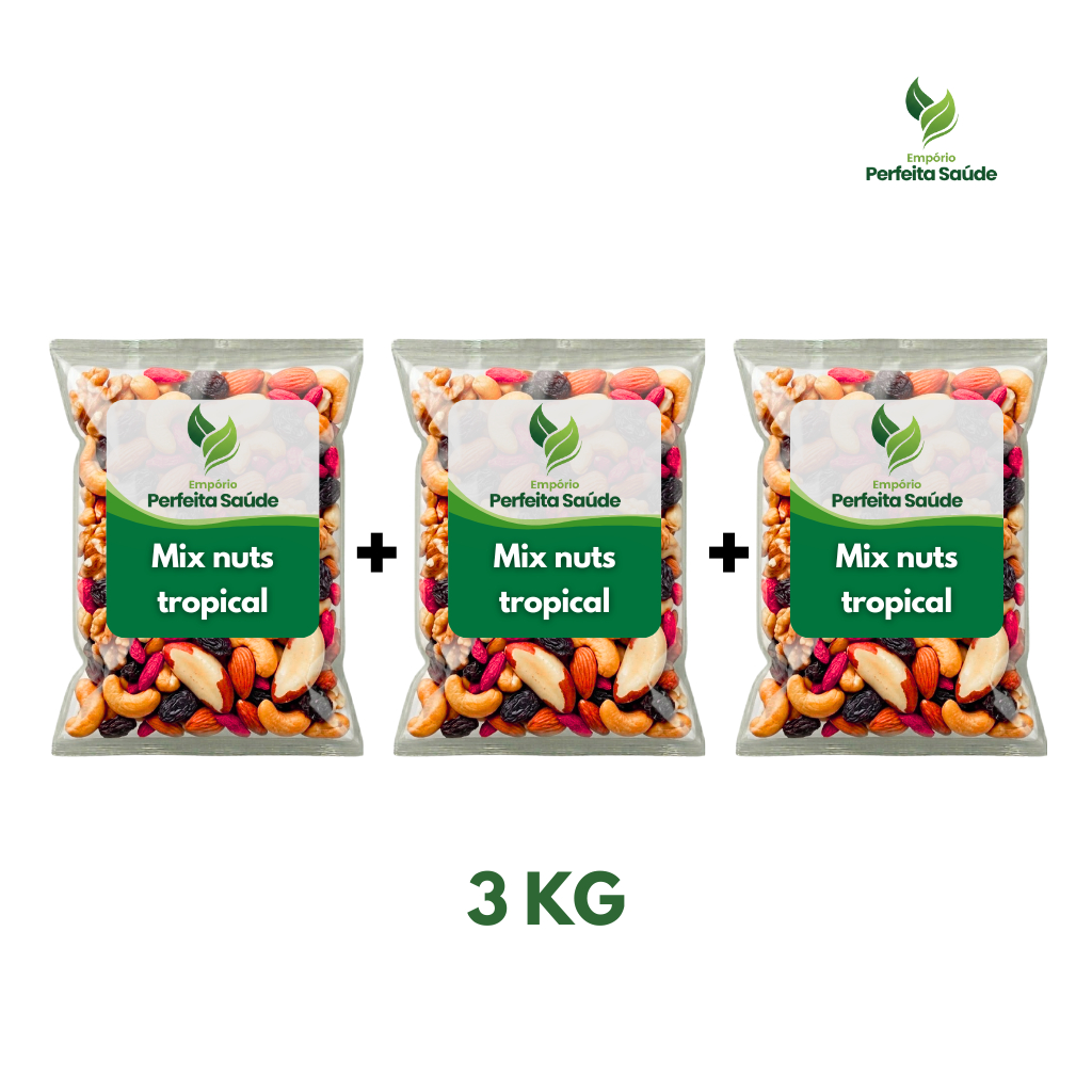 Mix Castanhas Caju Amendoas Nozes Amendoim Uva Passa Goji Berry 1kg, 2kg, 3kg Empório Perfeita Saúde