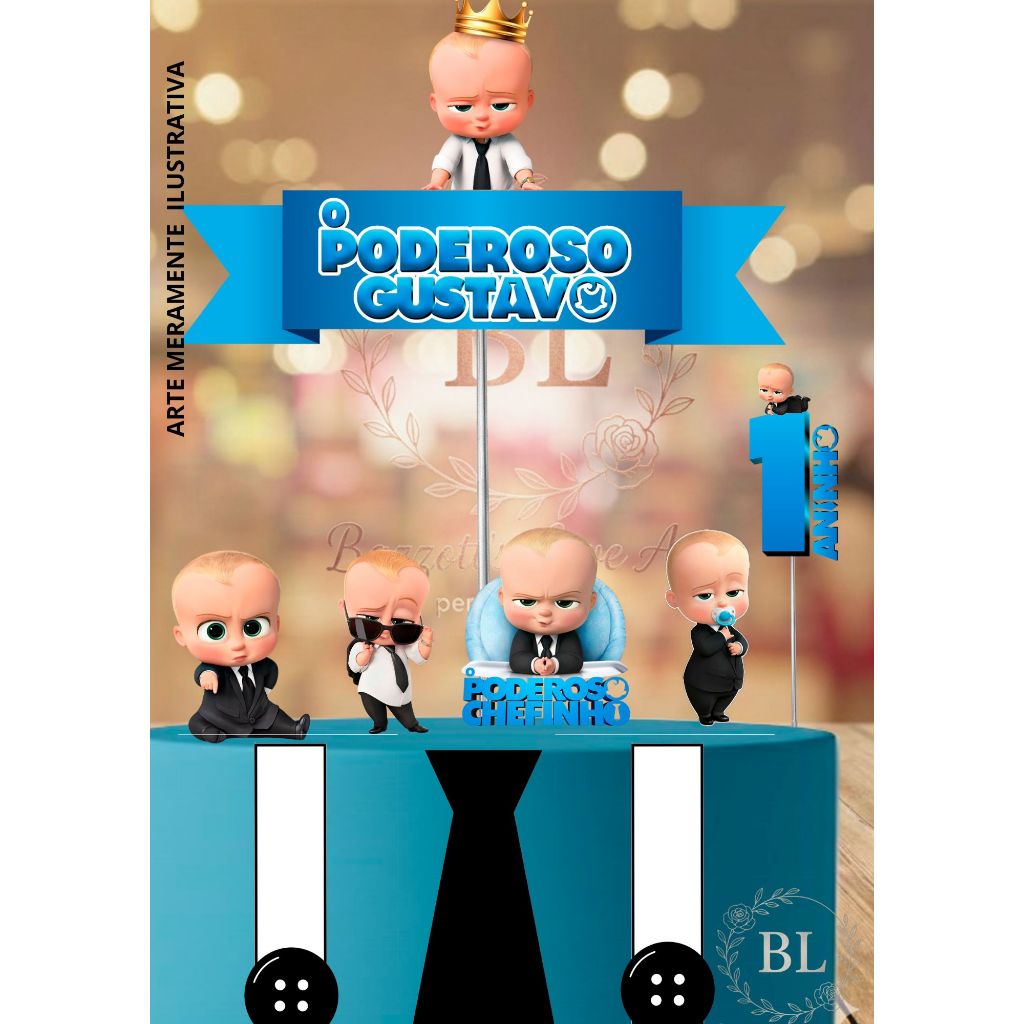 TOPO DE BOLO PODEROSO CHEFINHO, MESVERSARIO E ANIVERSÁRIO, CHEFINHO BEBE, TOPO DE BOLO PERSONALIZADO.