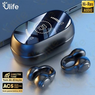 Fone de ouvido de condução óssea com clipe de ouvido sem fio, Fone de Ouvido Bluetooth se…