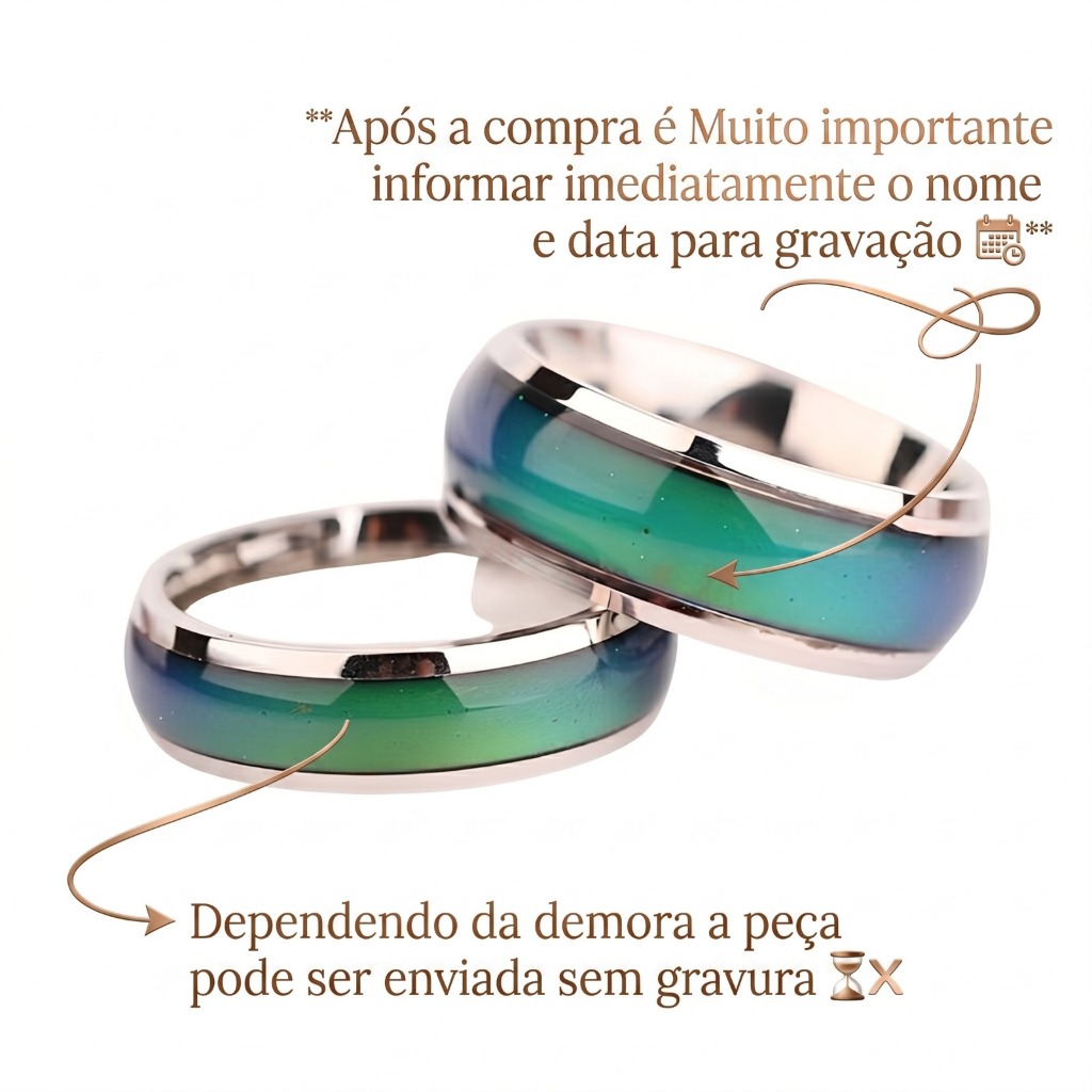 anel do humor muda de cor unissex gravação nome e data