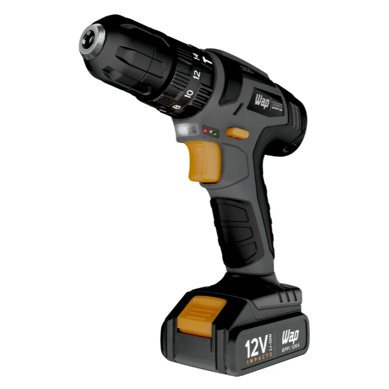 Parafusadeira e Furadeira Impacto WAP Bpfi 12k4 LED de Iluminação Maleta (Bateria Marcas)