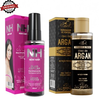 Kit Reparador de Pontas Argan BELKIT e Óleo Multifuncional NEW HAIR Anti Frizz