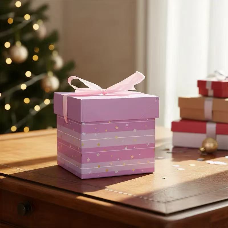 Caixa Para Presente estrela Laço Joias Anel 22×22cm em Papel  6430