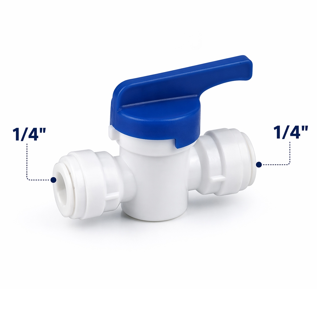 Válvula Engate Rápido Mangueira 1/4 x 1/4 – Controle de Água para Filtro, Purificador e Osmose