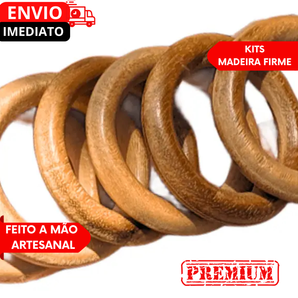 KITS Peças Argolas de Madeira Natural Artesanato Porta Guardanapo, Cortinas, Macramê e Decoração....