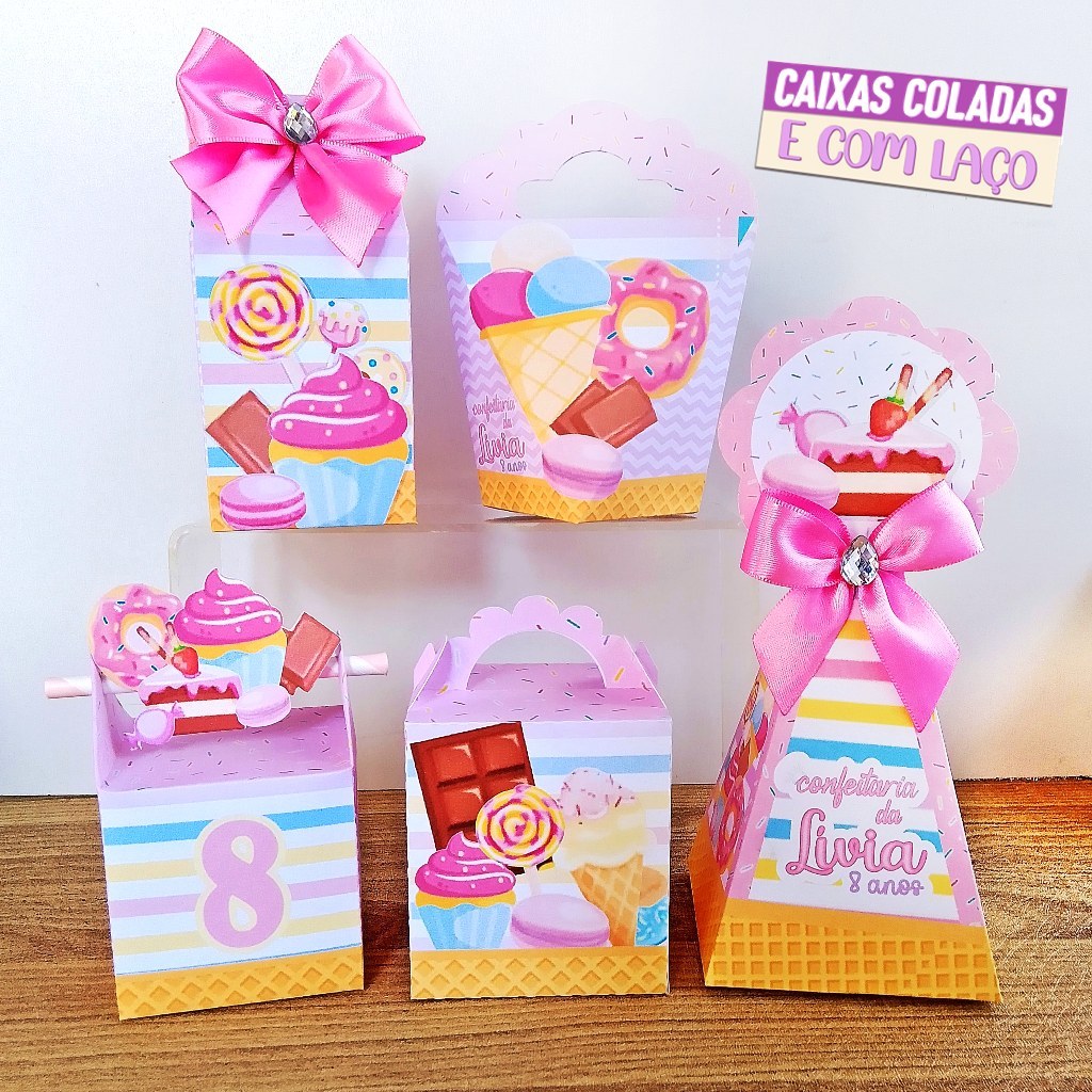 Kit Caixas Confeitaria Personalizados  - Lembrancinhas para Festa infantil - Aniversário -  Personalizados Doceria