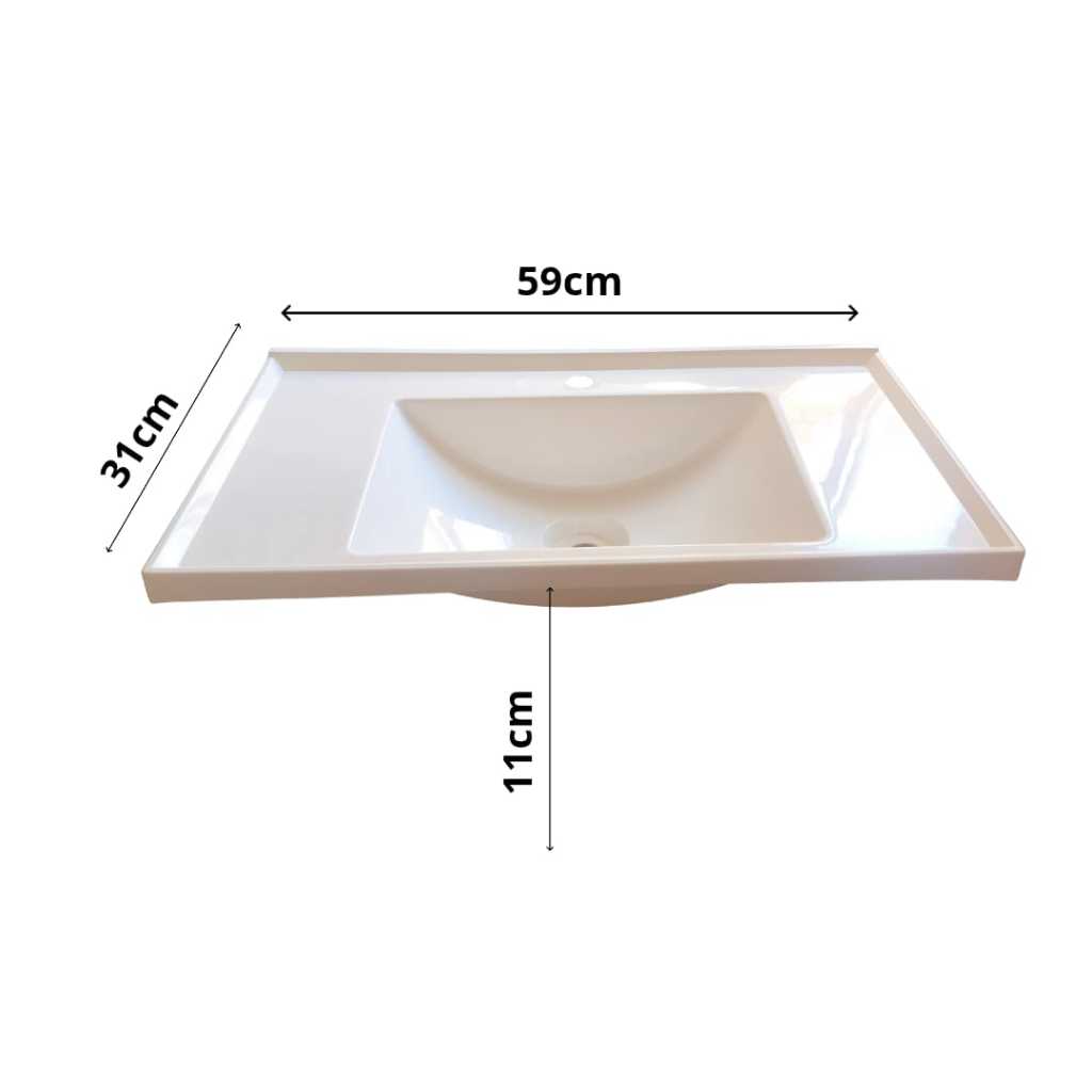 Lavatório Soft Pia Cuba Para Banheiro Bancada Lavabo - Material Plástico Resistente - 59cm — imagem 2 de 2