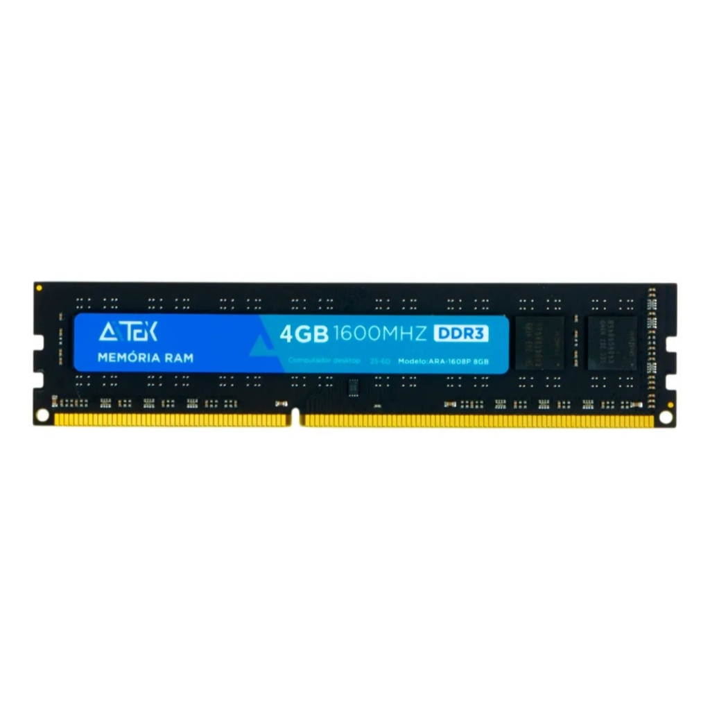 Memória RAM DDR3 4GB 1600MHz Aitek ARA-1604P MKII para Desktop Computador Gamer