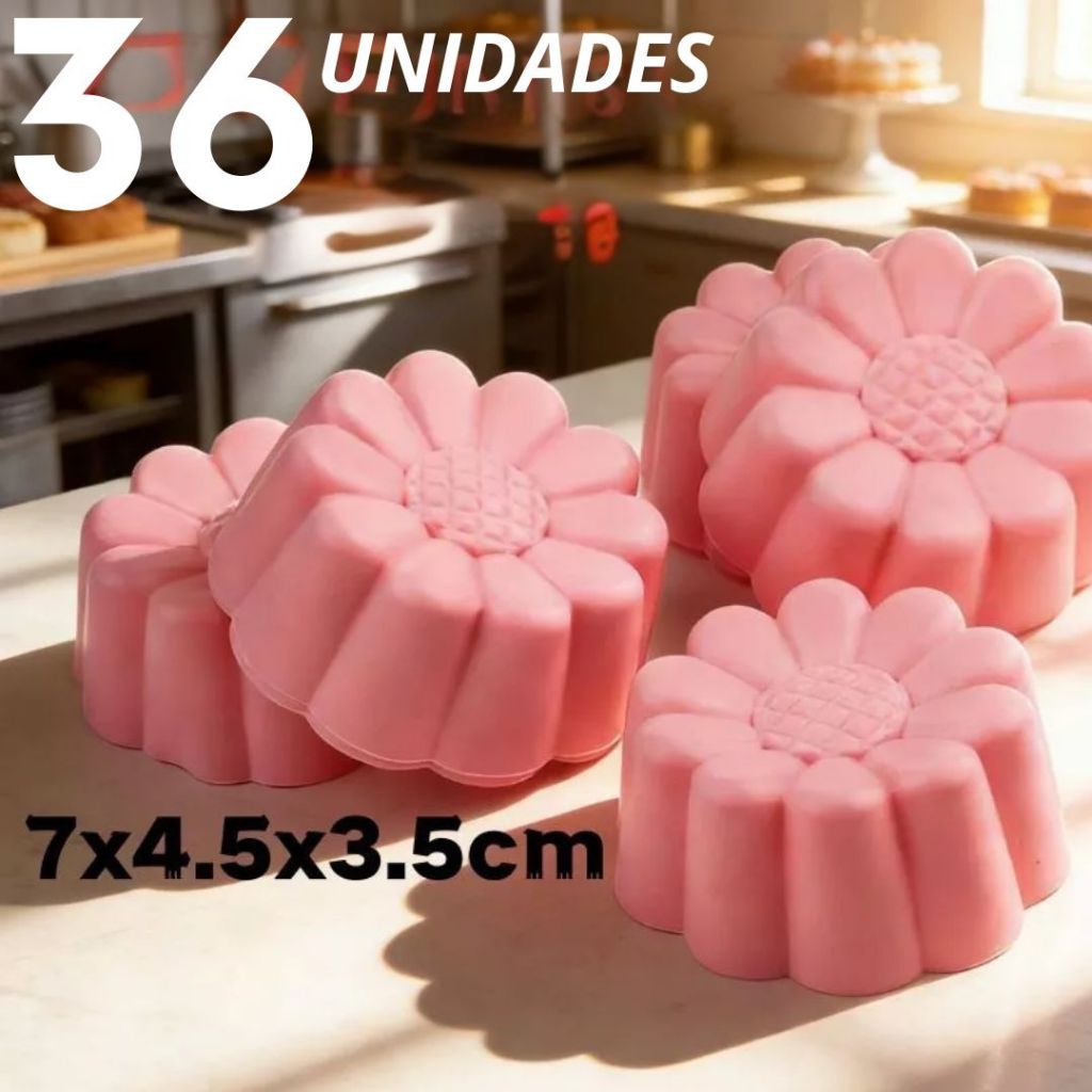 Forminha de Silicone Flor para Pudim Gelatina Cupcake Forma de Silicone Molde Silicone Antiaderente