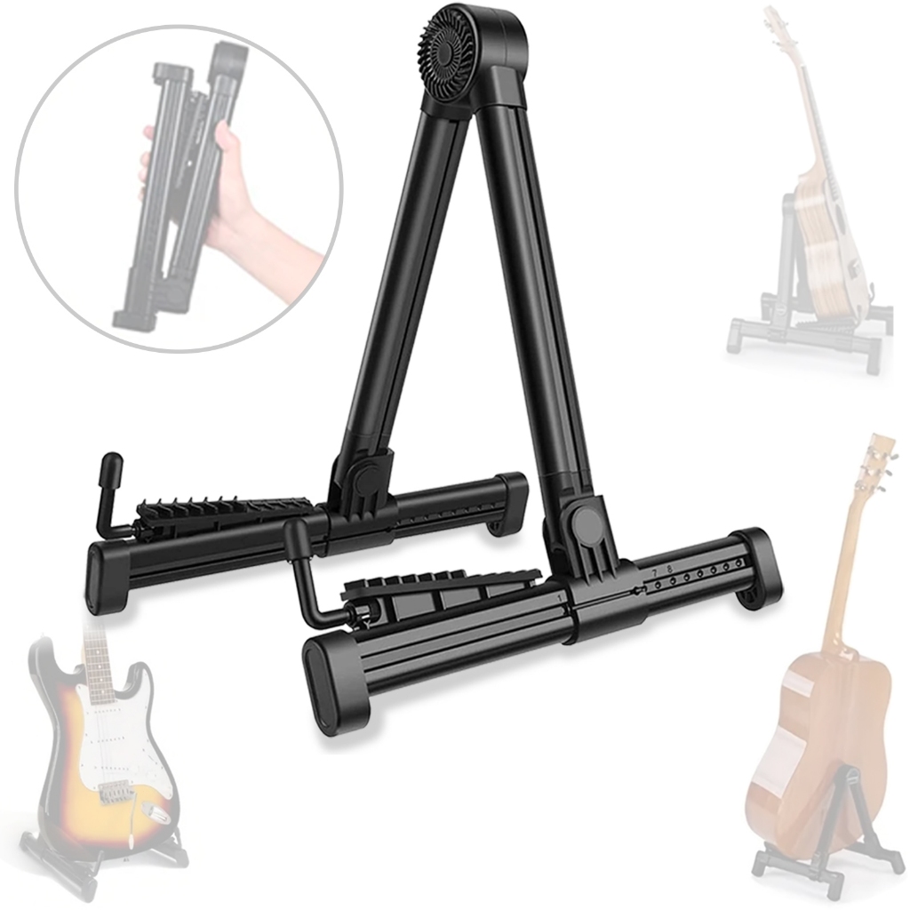 Imagem Suporte dobrável para guitarra com estrutura em A, universal, de ABS, para guitarras acústicas, clássicas, elétricas