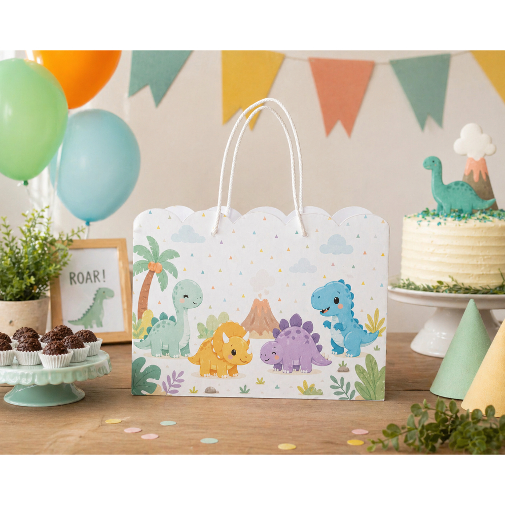 Sacola Dinossauro Cute Infantil | Lembrancinha Festa Dino | Sacolinha Personalizada para festa