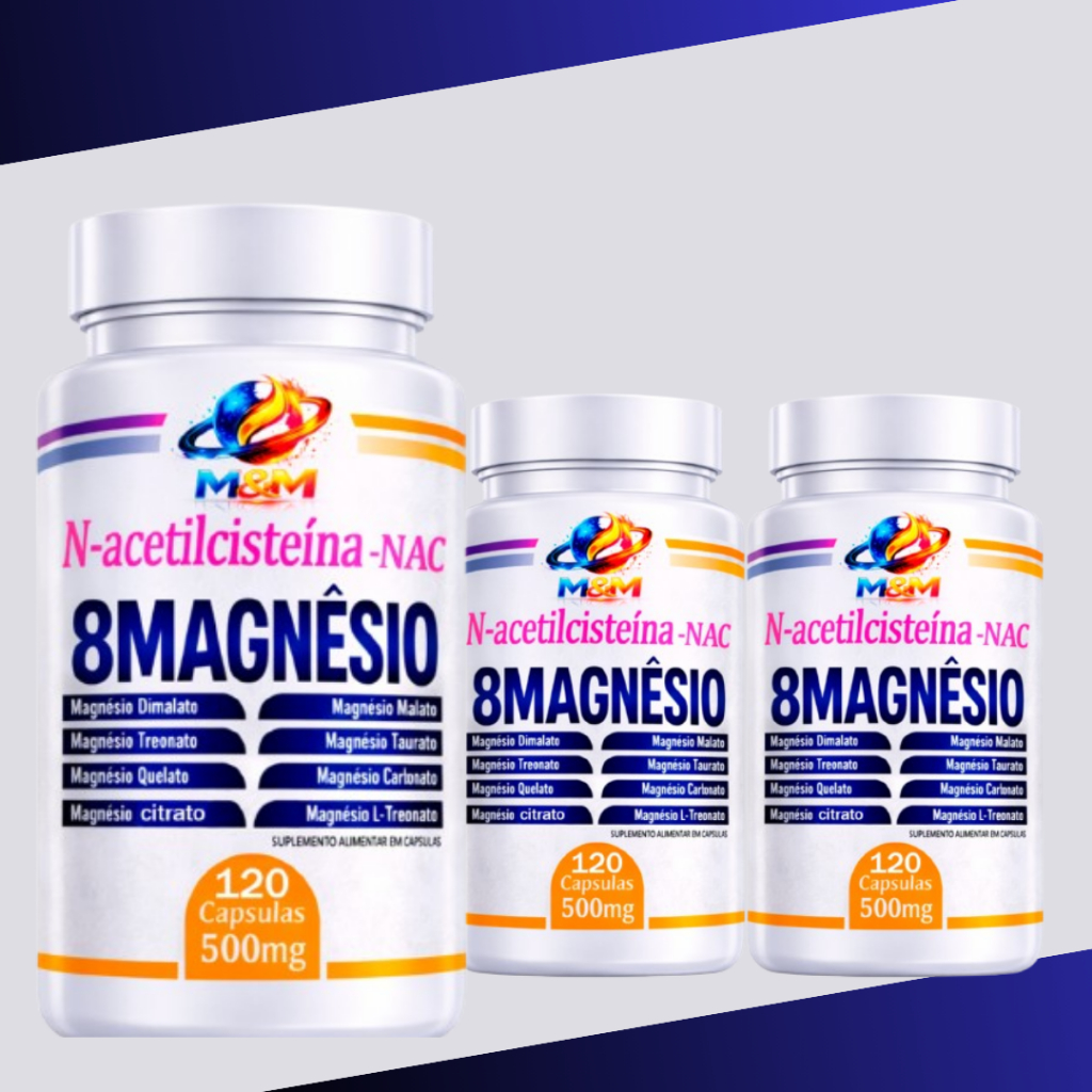 NAC N-ACETILCISTEÍNA + 8 MAGNÉSIOS (DIMALATO, QUELATO, L-TREONATO) 120 E 60 CAPS
