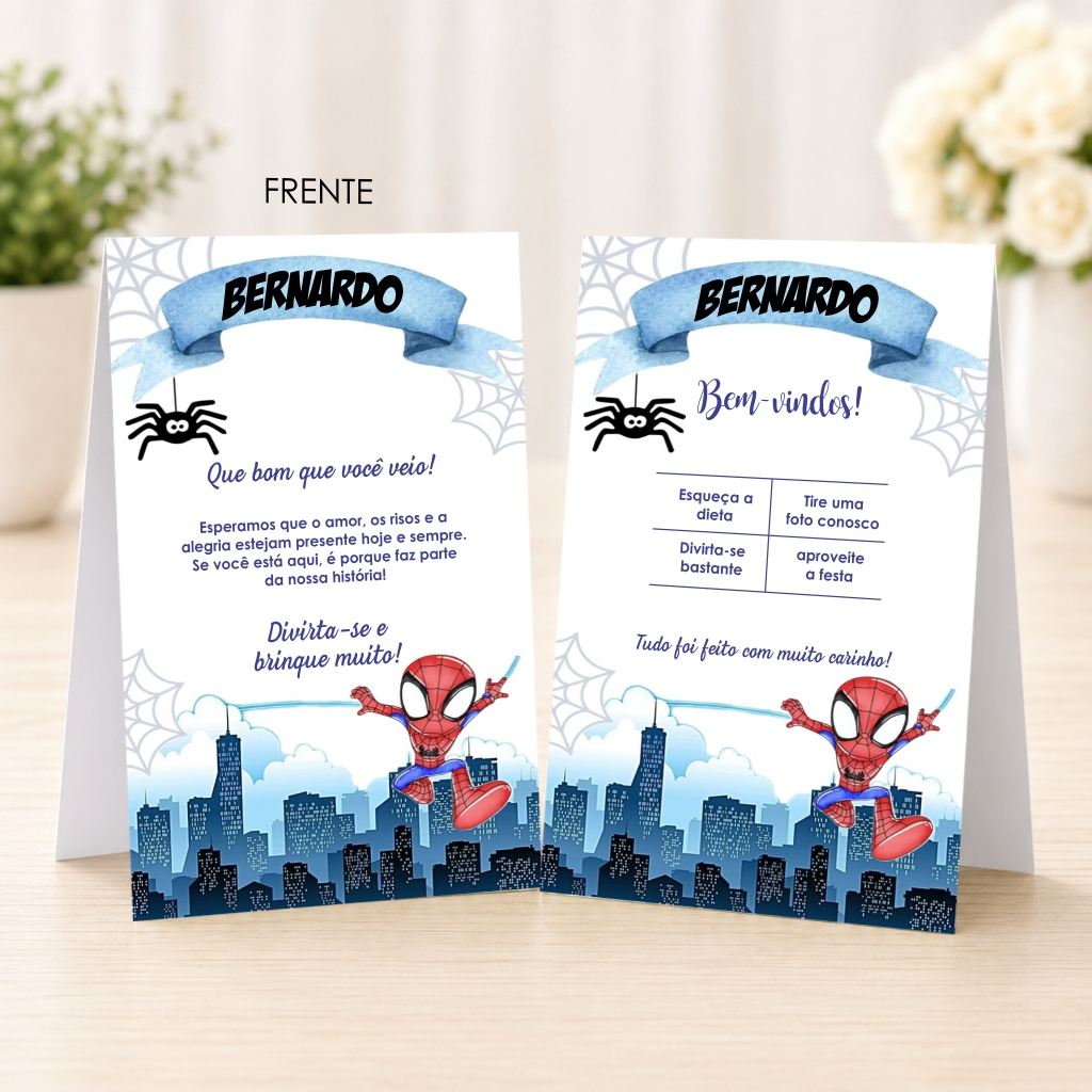 Plaquinha de Agradecimento Homem Aranha Festa Infantil | Centro de Mesa