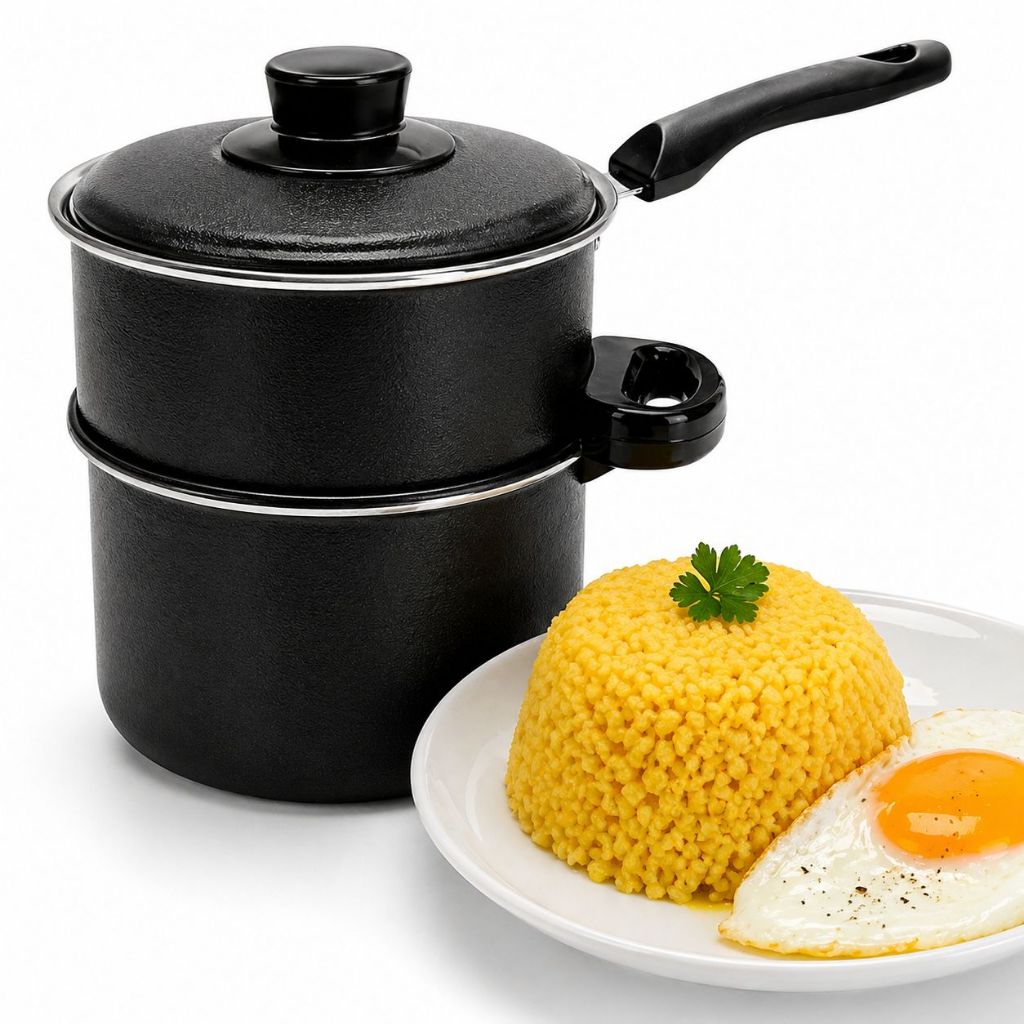 Cuscuzeira Pequena Mini Individual Panela de Cuscuz Rápido Prática Cozinha em 5 Minutos