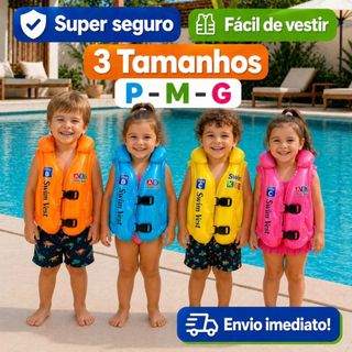 Boia Infantil P M G Natação Colete Salva Vidas Piscina Praia Rios Lagos  Inflável Flutuante Diversão Crianças