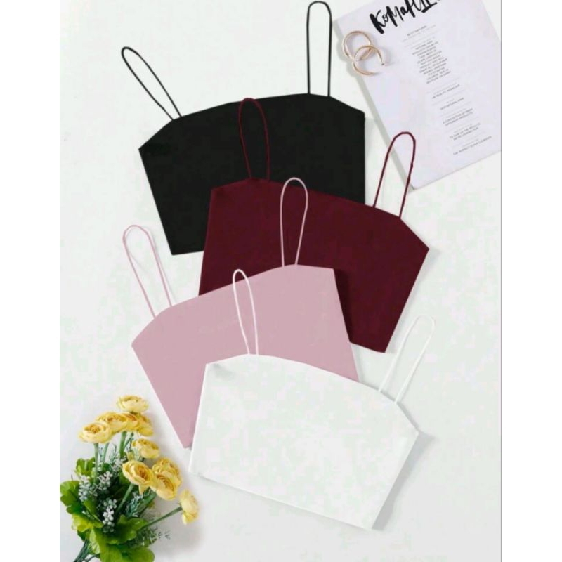 Kit 3 Croppeds Feminino Faixa Alças Finas Suplex Forro Duplo