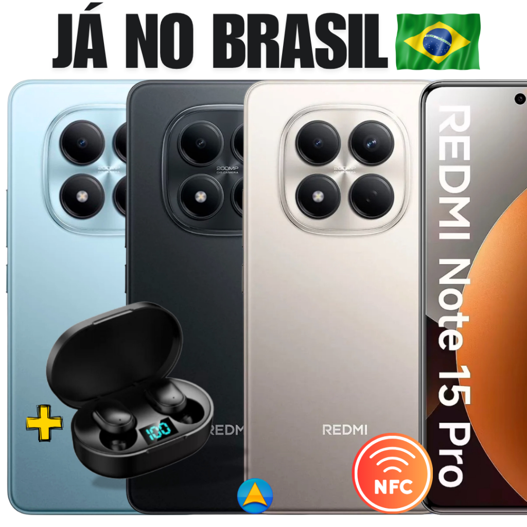Novo Celular Redmi Note 15 Pro 4G Global com NFC Câmera 200MP Bateria 6500mAh Tela AMOLED 120Hzb + Fone de Cortesia