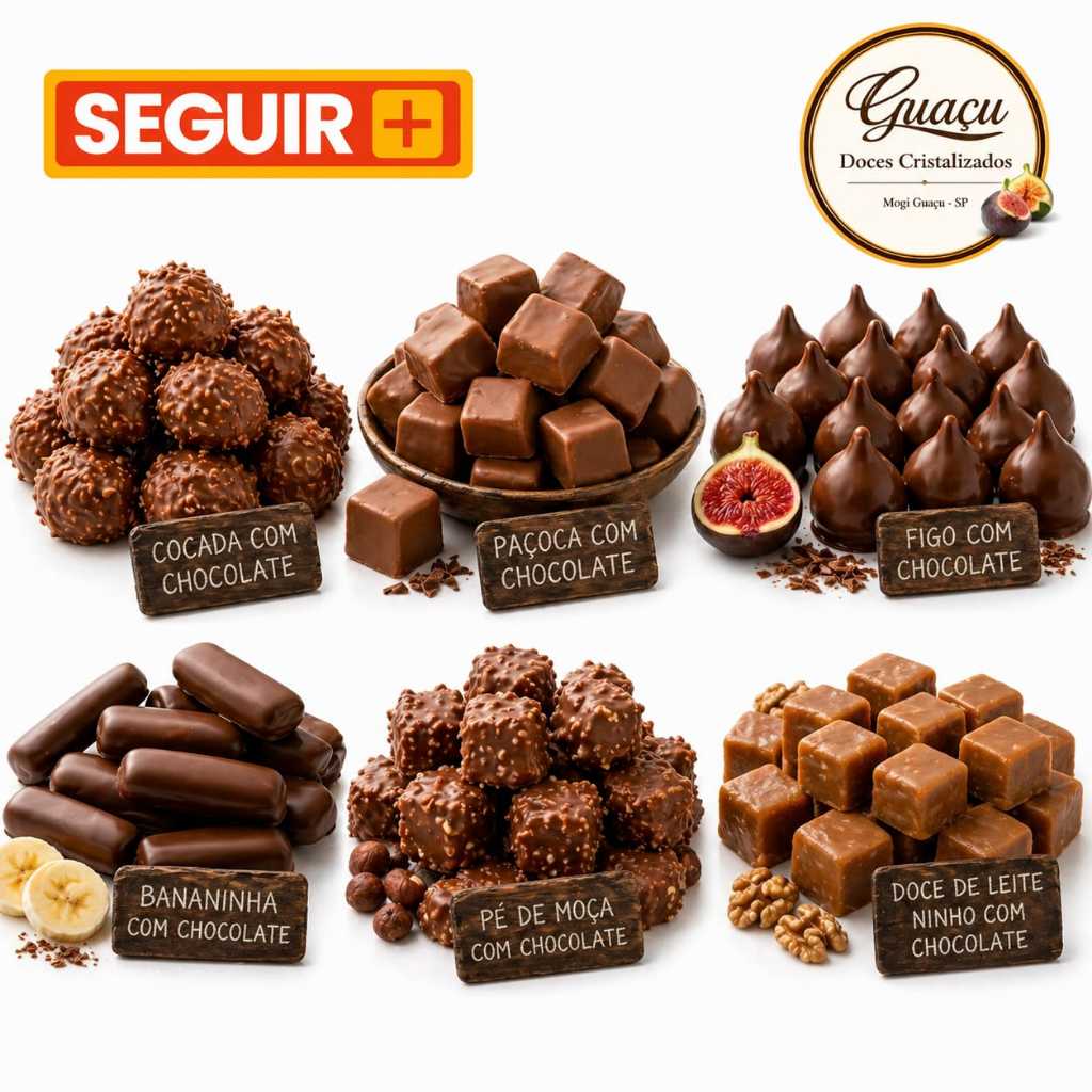 100 GRS CHOCOMIX  Cocada,Paçoca,Figo,Bananinha,Pé de moça,Doce de leite ninho,Todos cobertos com Chocolate.