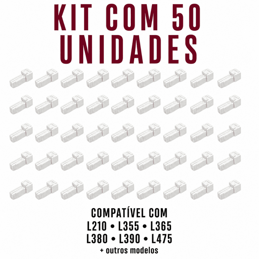Kit 50 Almofada Esponja Feltro Absorvente Epson L355 L365 L380 L390 Sem Base Sem Poliéster Alta Absorção