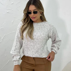 Blusa Feminina Lisa de Tricot Mousse Inverno-Confortável Moda-Helena Tricot