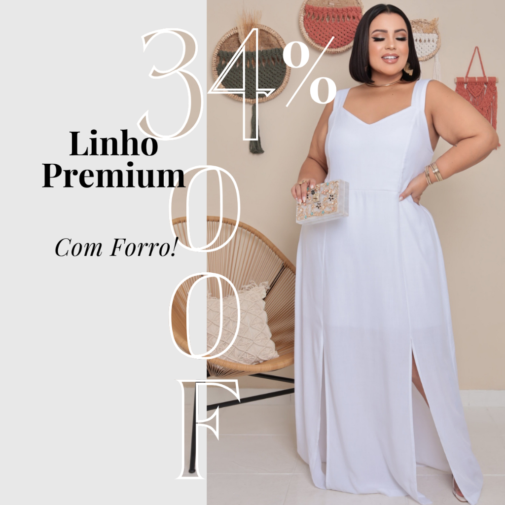 Vestido Feminino Plus Size Regata Elegante Evangélico Lastex  Costas Longo Com Fendas Tecido Premium