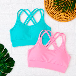 Kit 2 Top Feminino Esportivo para Treino Academia Alcinha Dupla em Suplex com Bojo e Costas Cruzadas
