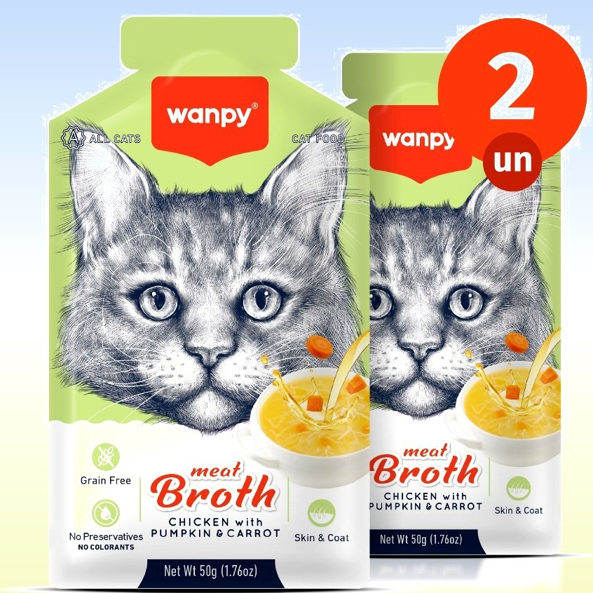 Kit 2 Petisco Truly Wanpy Sopa para Gatos Frango Abóbora Cenoura 50 G